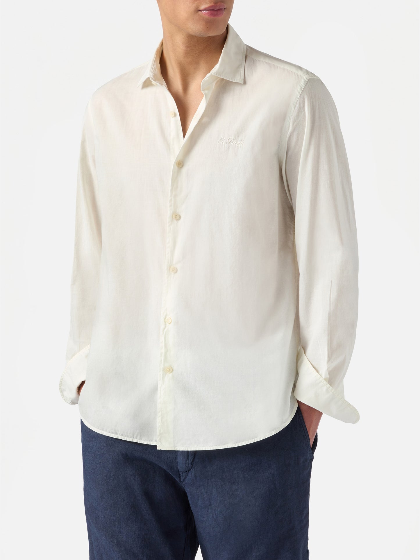 Cream Chemise Ice shirt in pure cotton voile