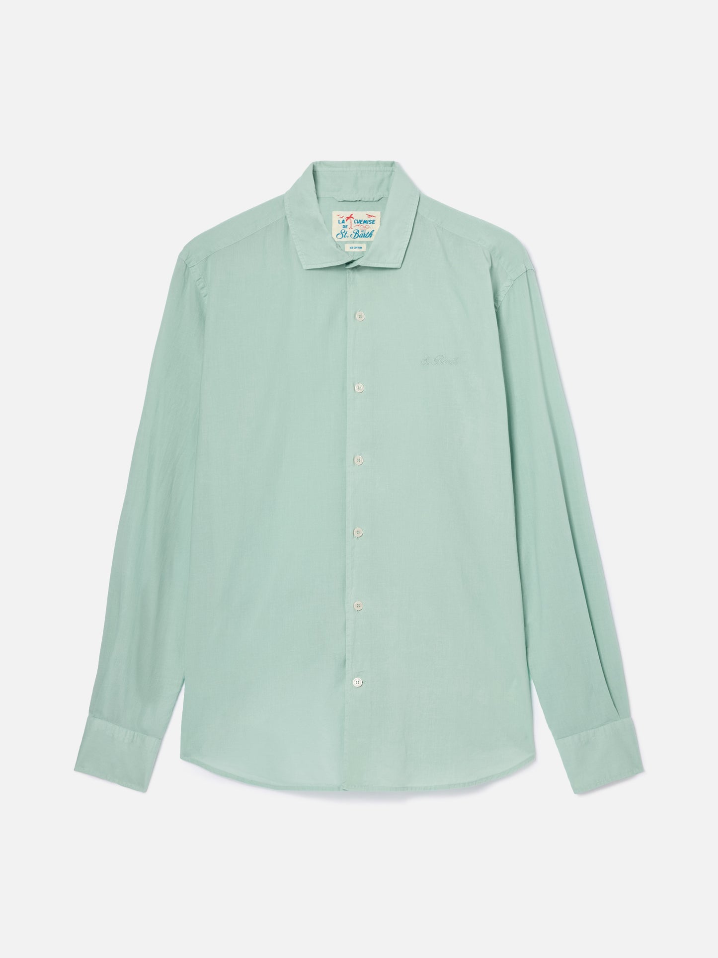 Sage green Chemise Ice shirt in pure cotton voile
