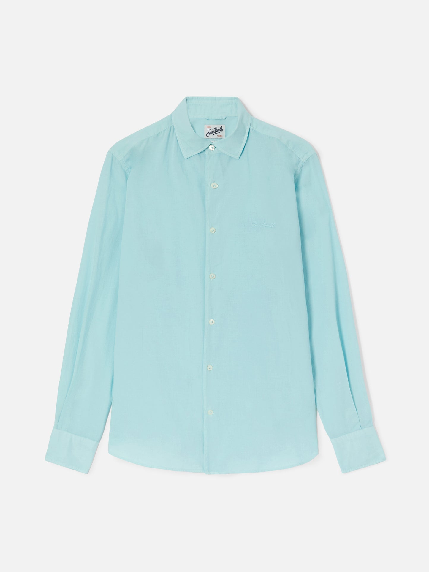 Aqua green Chemise Ice shirt in pure cotton voile