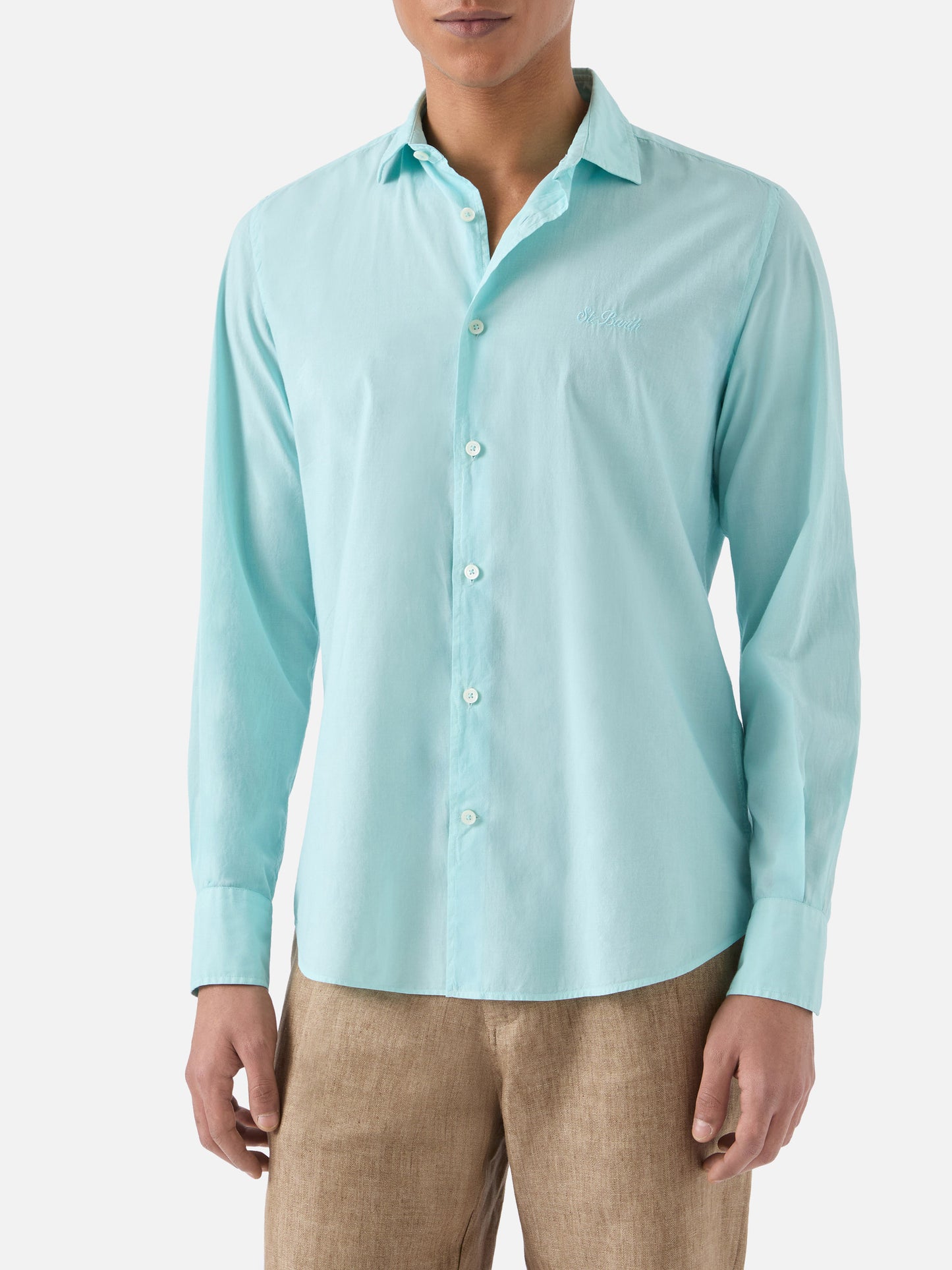 Aqua green Chemise Ice shirt in pure cotton voile