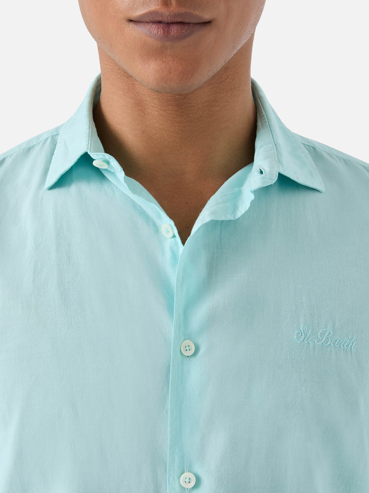 Aqua green Chemise shirt in pure cotton voile