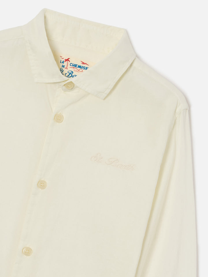 Cream Chemise Jr shirt in cotton voile