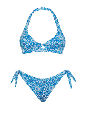 Bralette-Bikini Leda Yali mit Majolika-Print
