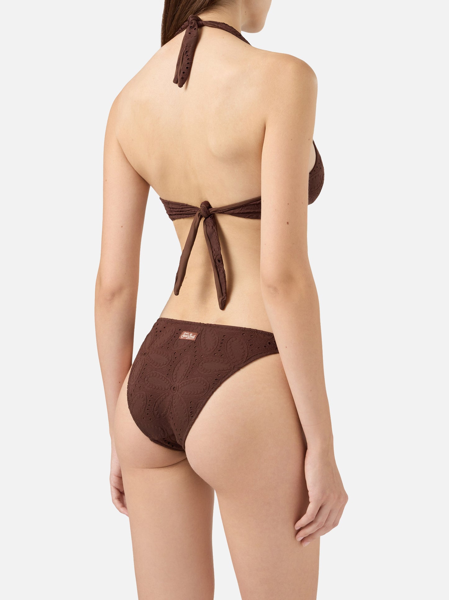 Yali braune klassische Badehose aus Sangallo-Spitze - Leda Sangallo-Spitzen-Triangel-Bralette-Oberteil