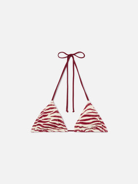 Leah triangle bikini top in zebra crinkle fabric