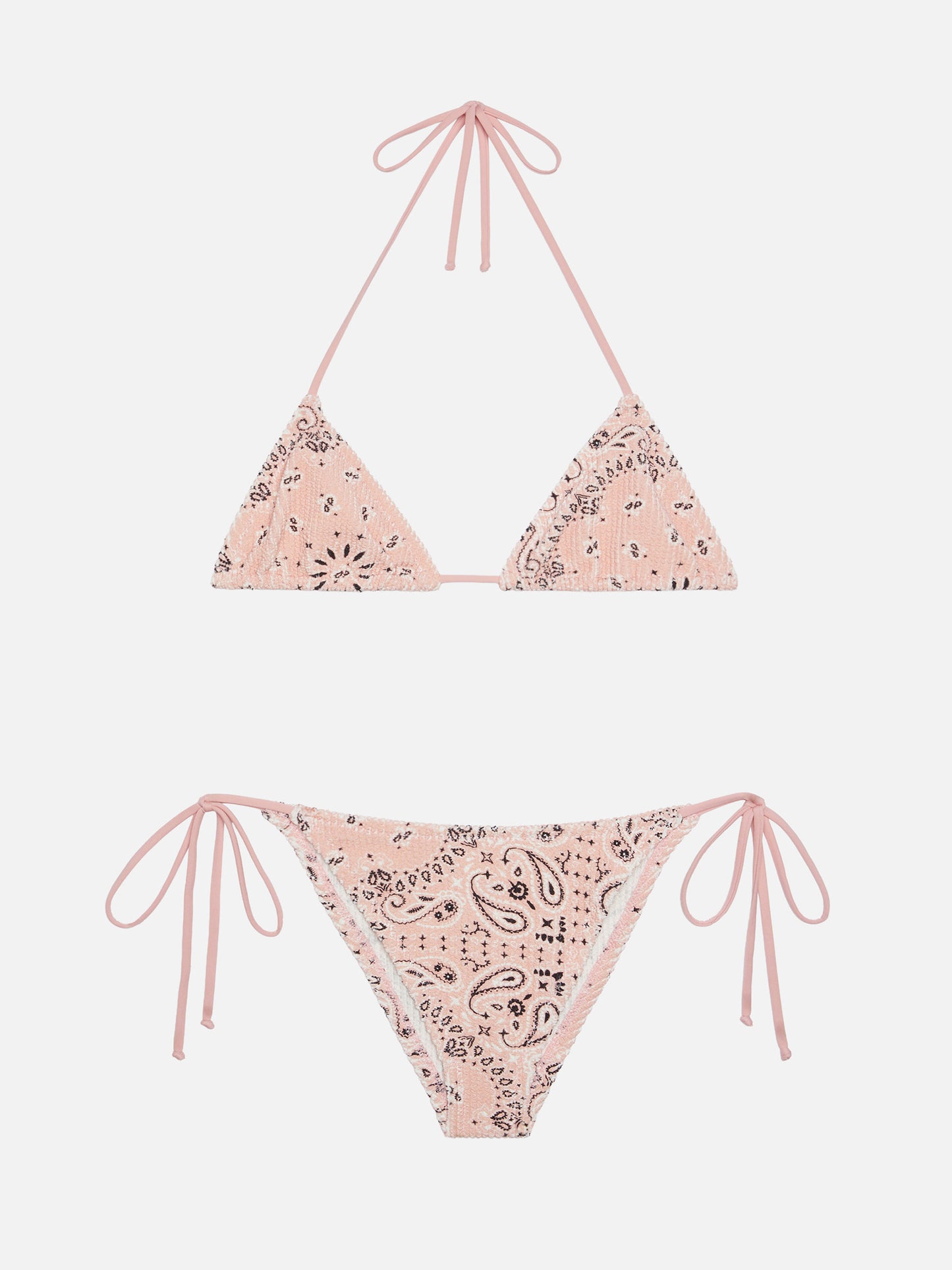 Klassische Badehose „Marielle“ in Rosa mit Bandana-Print – Crinkle-Triangel-Top „Leah“ in Rosa