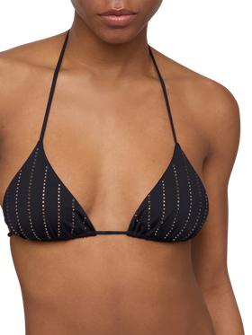 Leah black triangle top with striped rhinestone embellishment