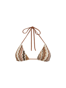 Leah top a triangolo in tessuto raschel con motivo chevron