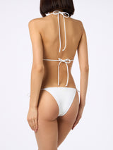 Woman white triangle bikini Leah Marielle