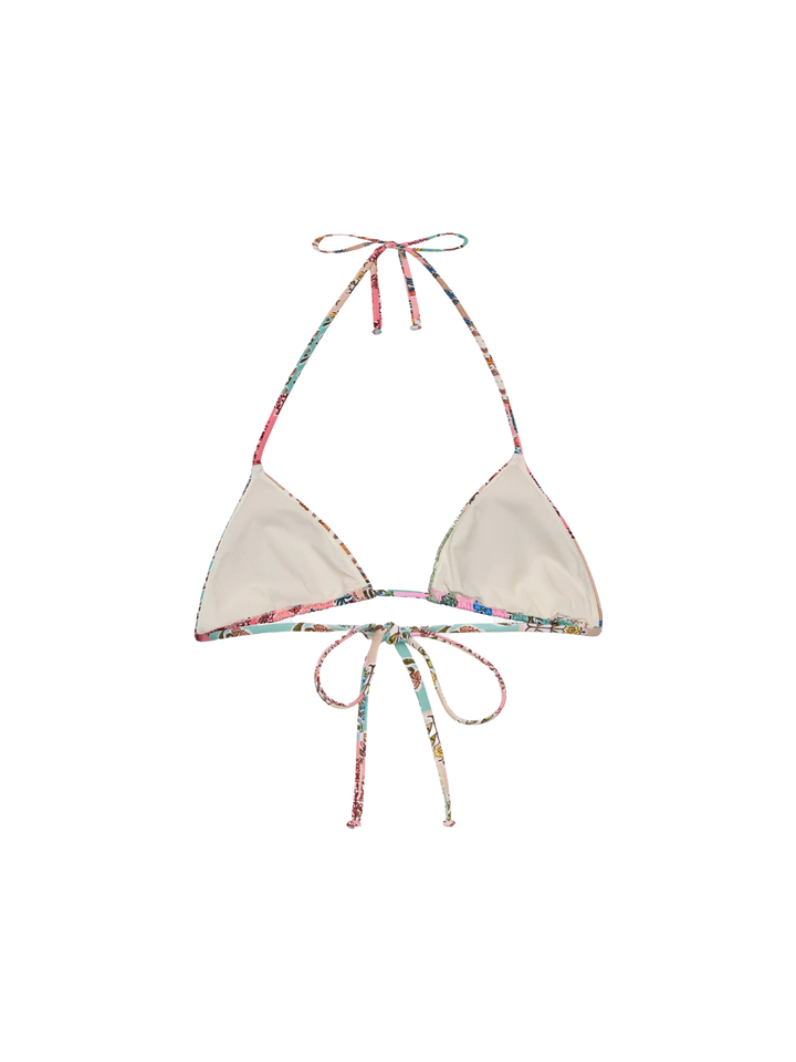 Leah top bikini triangolo con stampa patch floreale