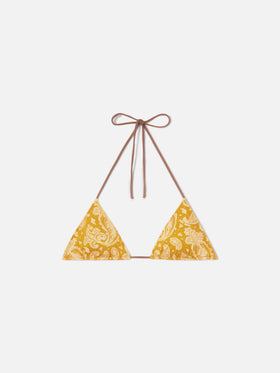 Top de bikini triangular Leah paisley ocre 