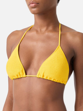 Bikini Leah Marielle triangolo in tessuto effetto spugna giallo con charms