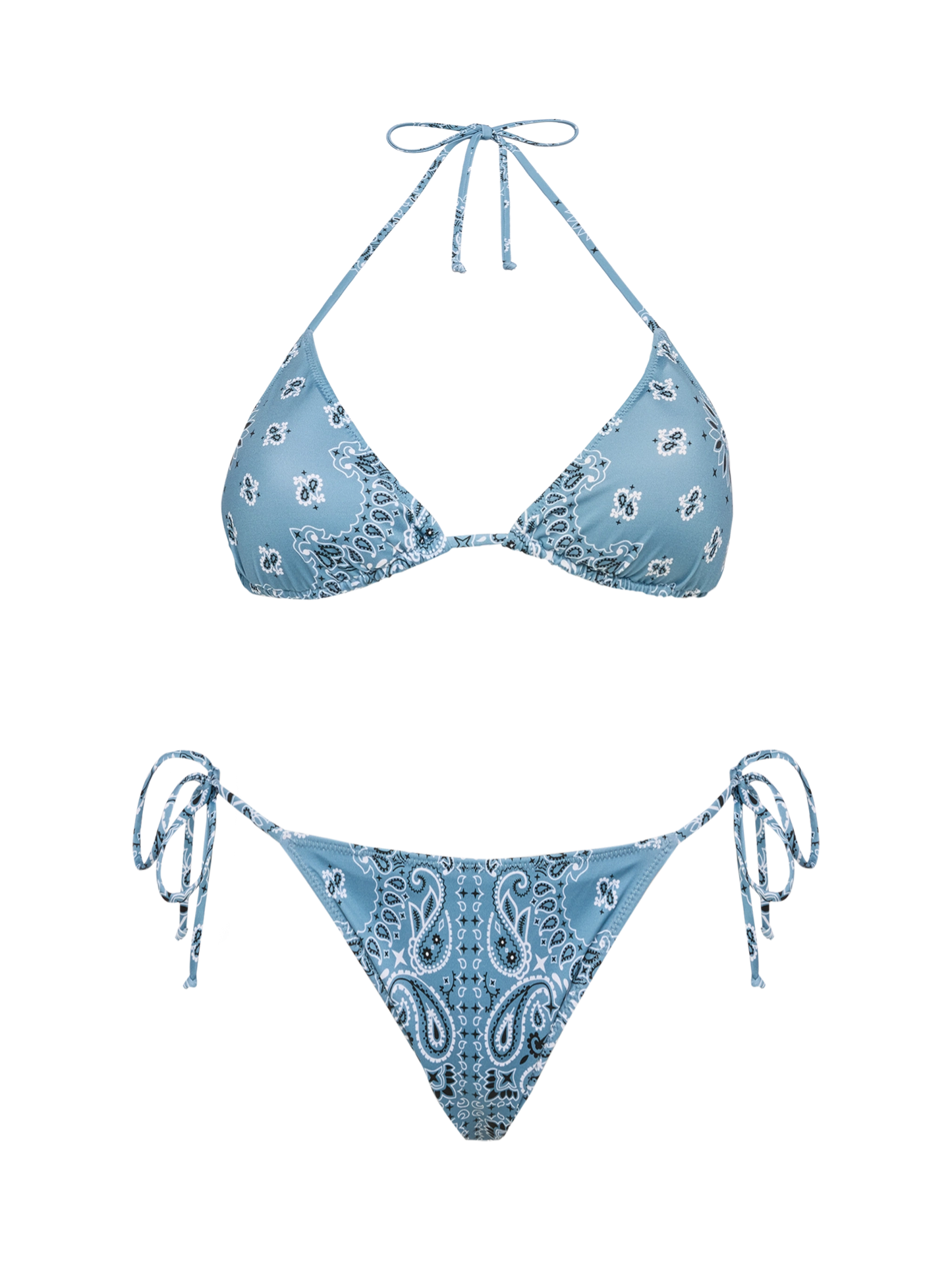 Leah top bikini triangolo con stampa bandana - Marielle slip mare classico con stampa bandana
