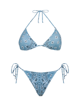 Leah top bikini triangolo con stampa bandana - Marielle slip mare classico con stampa bandana