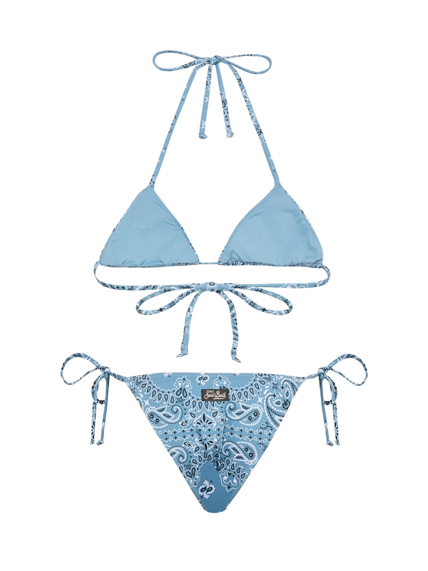Leah top bikini triangolo con stampa bandana - Marielle slip mare classico con stampa bandana