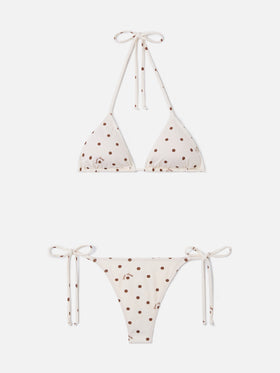 Bikini Leah Norah con stampa pois beige e marrone