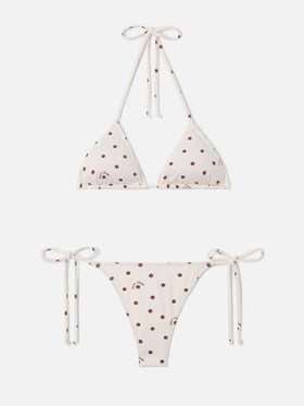 Leah Norah beige brown polka dot bikini