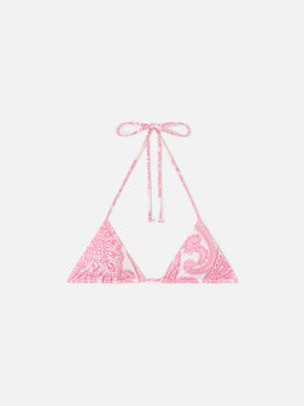Leah Triangel-Bikinioberteil mit pinkem Paisley-Muster 