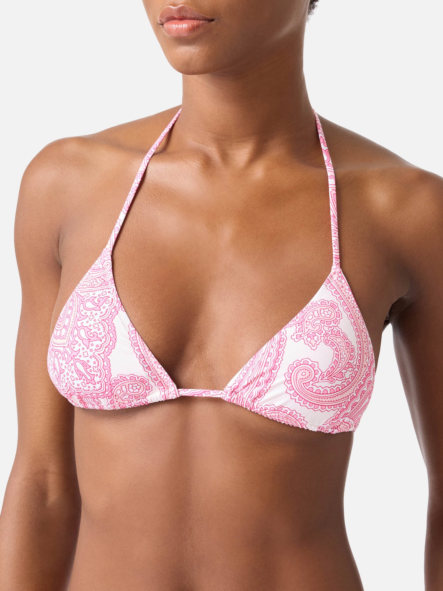 Leah Lido Triangel-Bikini mit rosa Paisley-Muster 