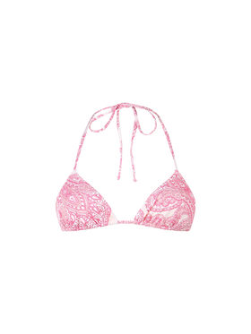 Woman pink paisley triangle top swimsuit Leah