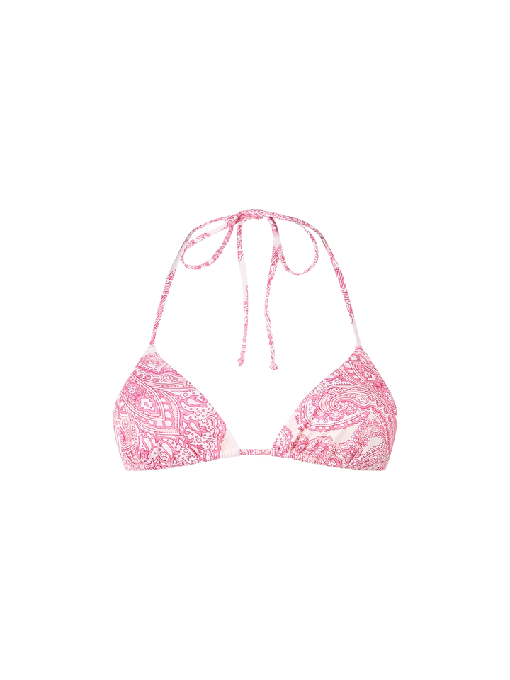 Woman pink paisley triangle top swimsuit Leah