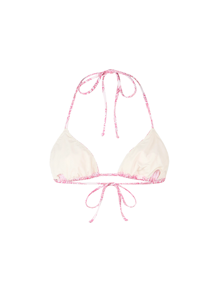 Woman pink paisley triangle top swimsuit Leah