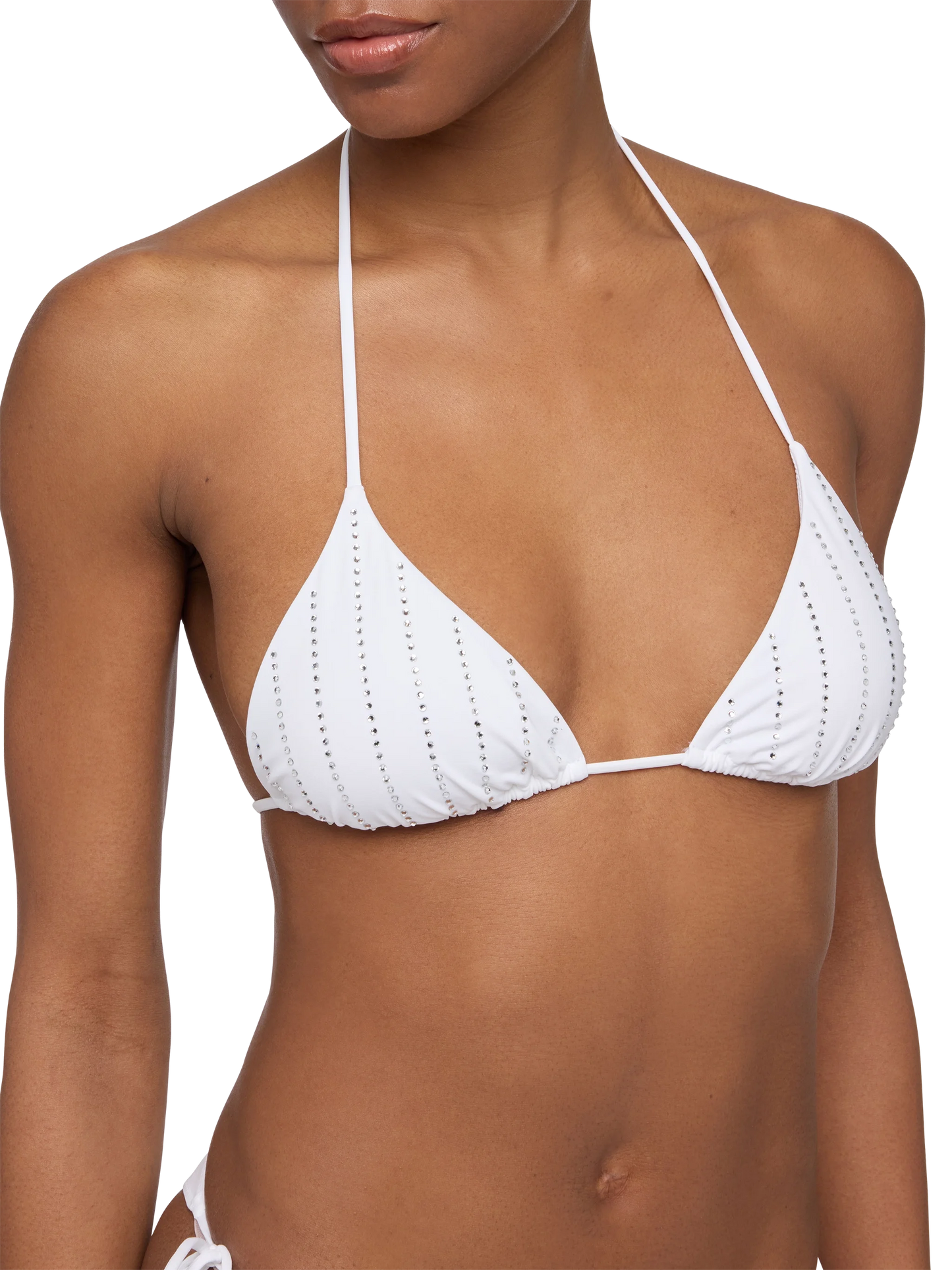 Leah top bikini triangolo con strass a righe