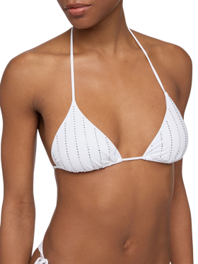 Leah top bikini triangolo con strass a righe