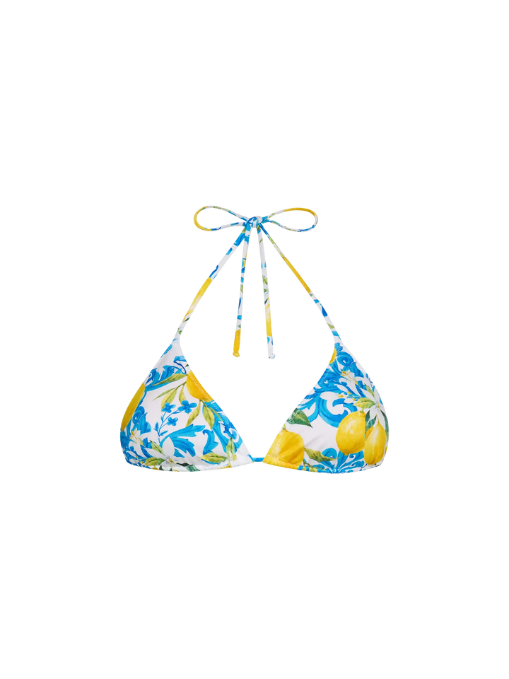 Leah top bikini triangolo con stampa maiolica