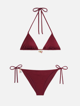 Bikini Leah Virgo rouge à finition brillante avec charms 