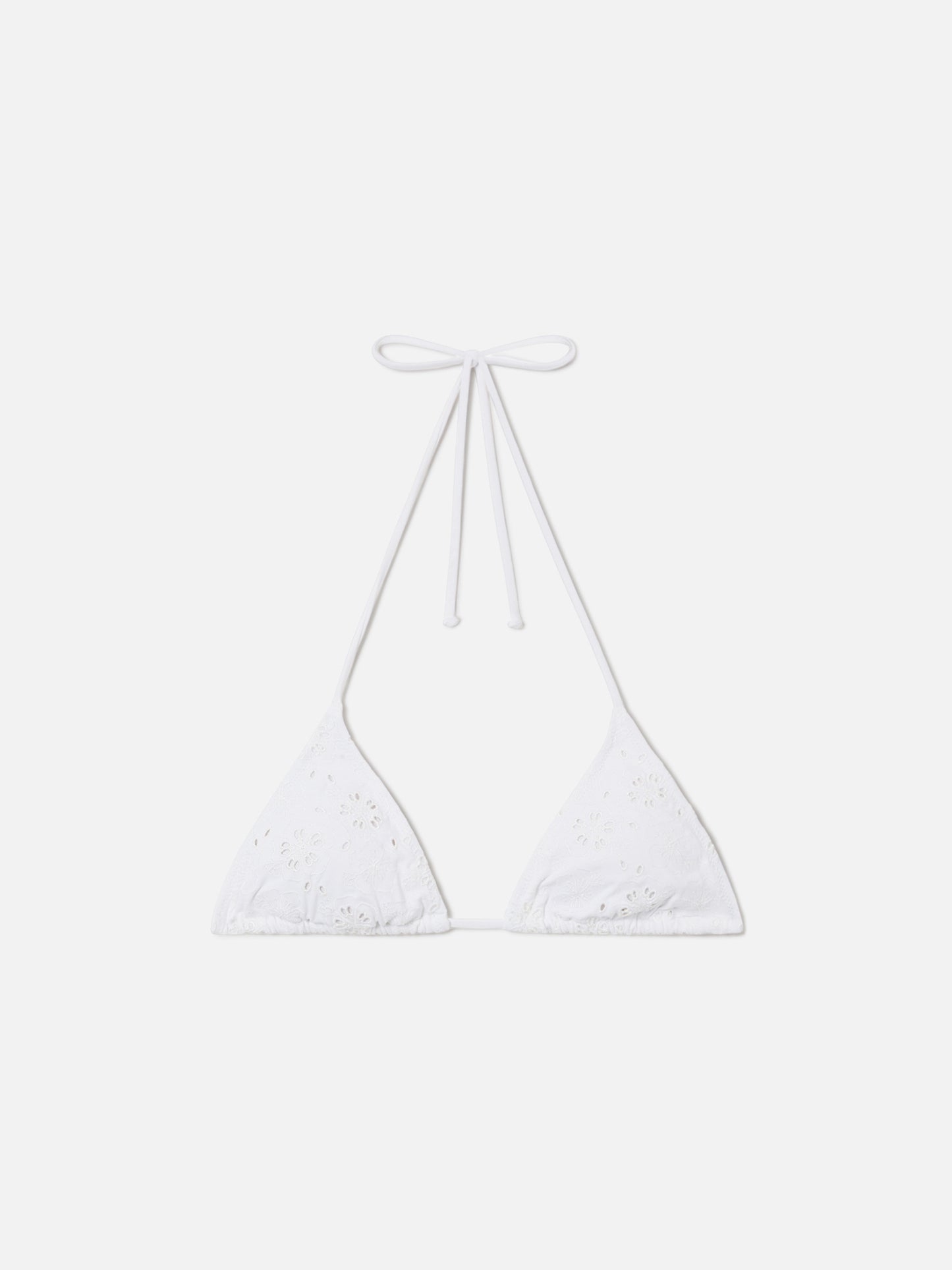 Leah triangle bikini top in white sangallo