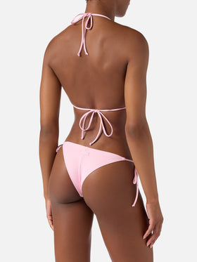 Bikini triangular Leah Marielle rosa claro con lazos 