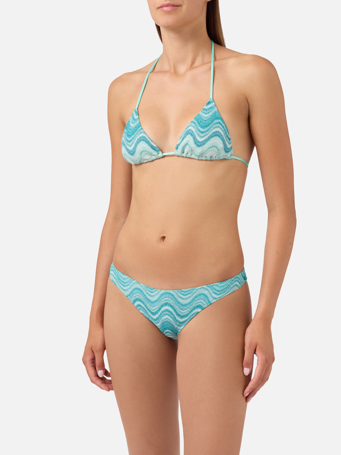 Bikini Leah Naomi in tessuto raschel degradé verde acqua