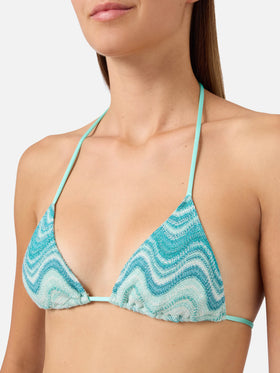 Bikini Leah Naomi in tessuto raschel degradé verde acqua
