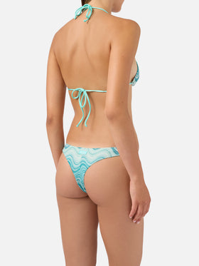 Bikini Leah Naomi in tessuto raschel degradé verde acqua