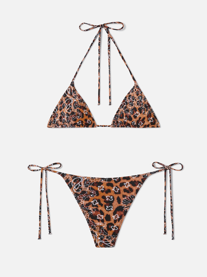 Damen-Triangel-Bikini mit Leo-Bandana-Print 