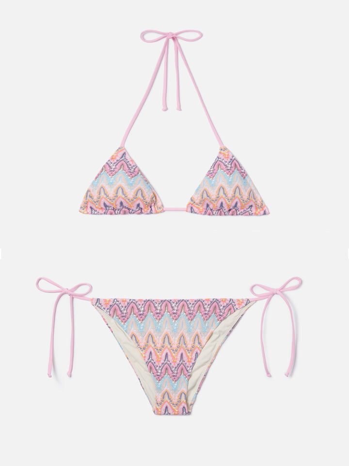 Bikini Leah Teen in raschel multicolor nei toni del rosa