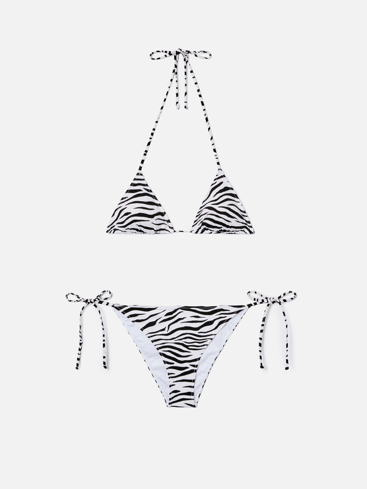 Bikini Leah Teen con stampa zebrata bianco e nero
