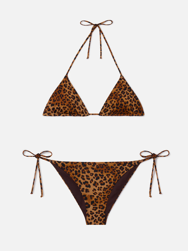 Bikini de triángulo Leah Virgo con estampado de leopardo 