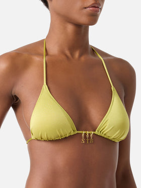 Leah Virgo Bikini in Pistaziengrün mit glänzendem Finish und Charms 