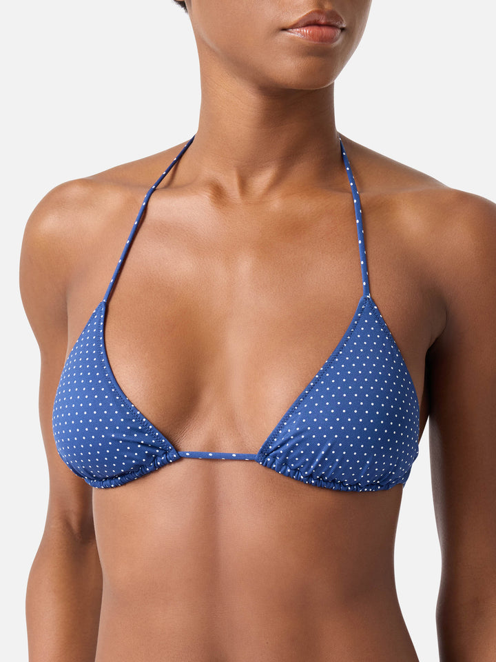 Leah triangle bikini top with micro polka dots print