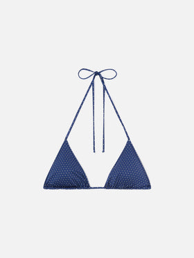 Leah triangle bikini top with micro polka dots print