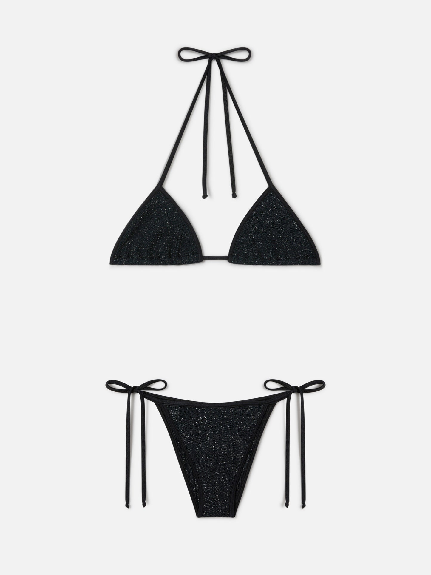 Leah Marielle String bikini in black crinkle lurex fabric