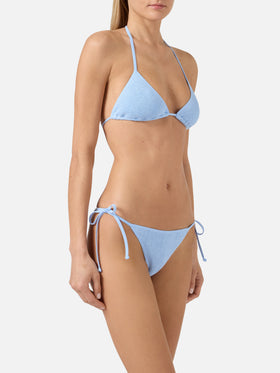 Bikini a triangolo Leah Marielle in crinkle azzurro