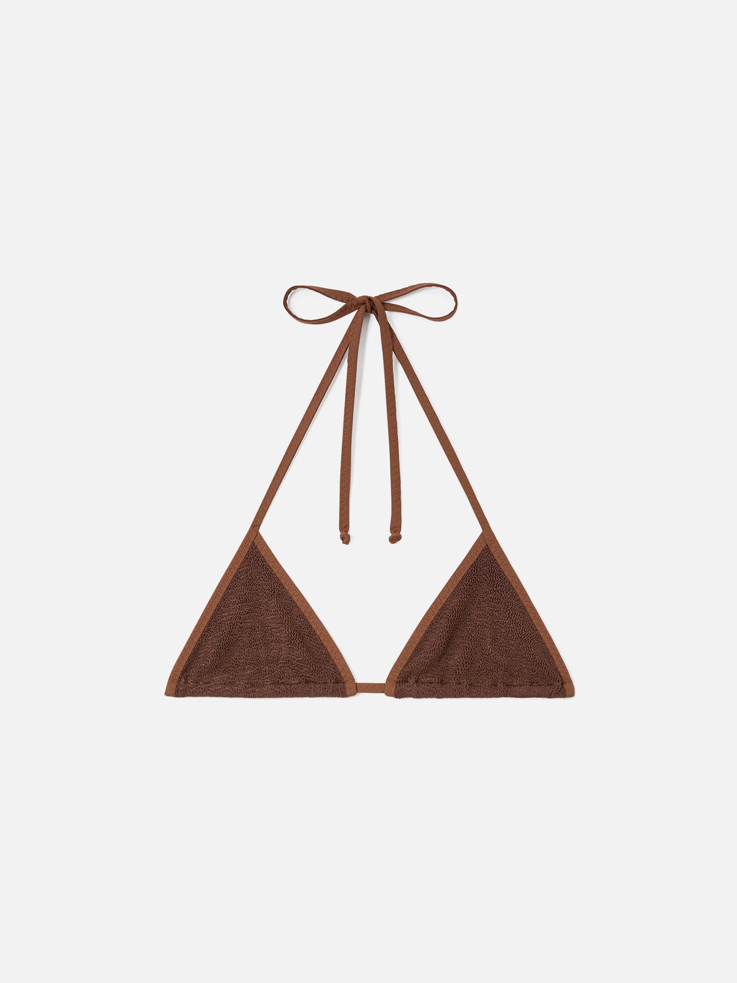 Brown Leah crinkle triangle bikini top