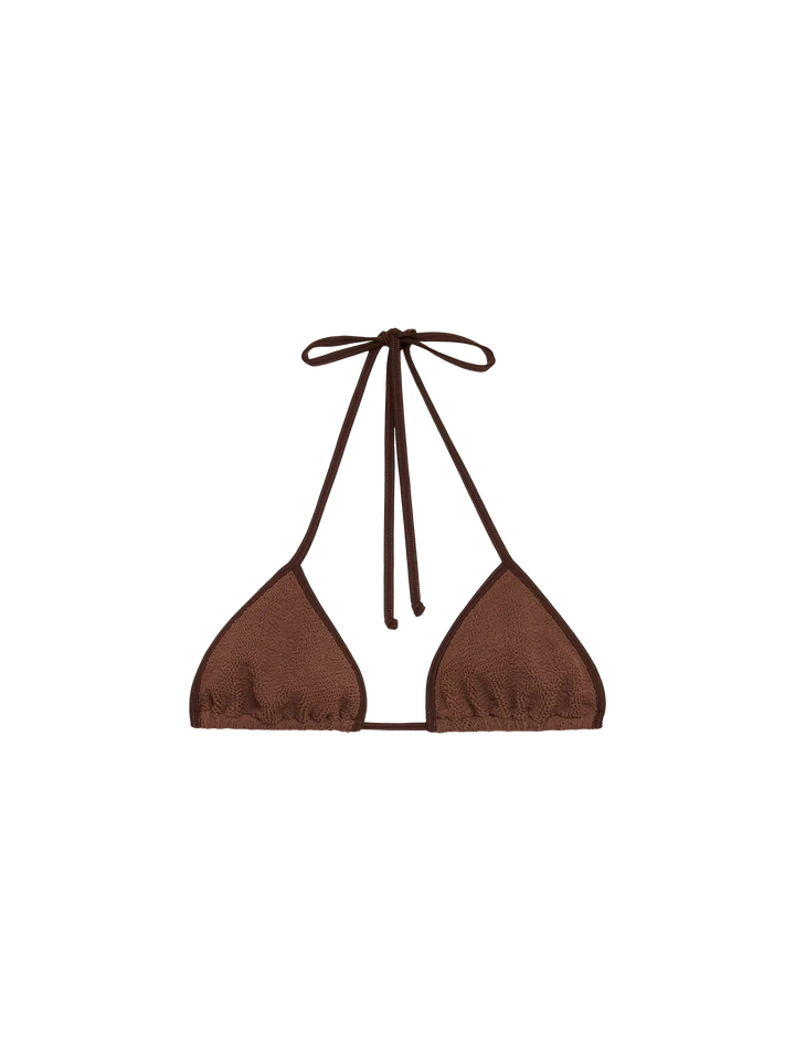 Leah brown crinkle triangle top
