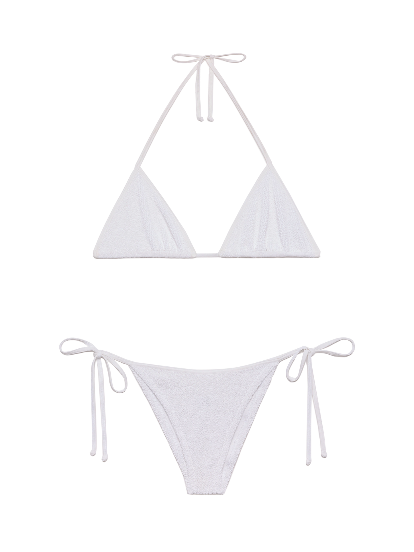 Leah top triangolo in crinkle color bianco - Marielle slip mare classico in crinkle color bianco