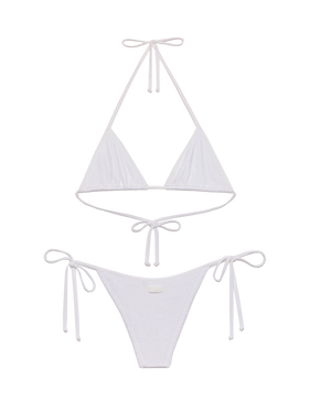Leah top triangolo in crinkle color bianco - Marielle slip mare classico in crinkle color bianco