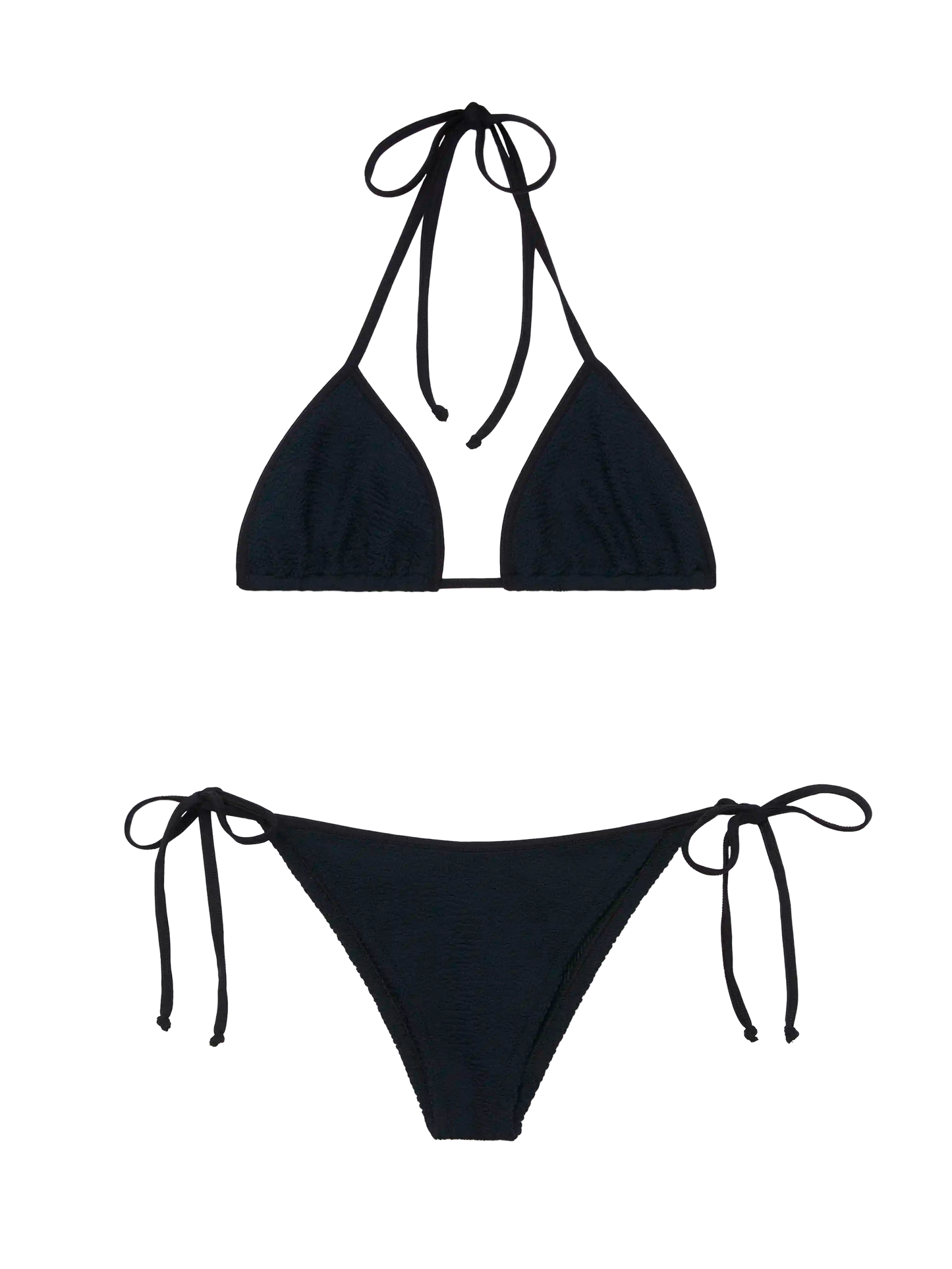 Classic triangle bikini in black crinkle Leah-Marielle