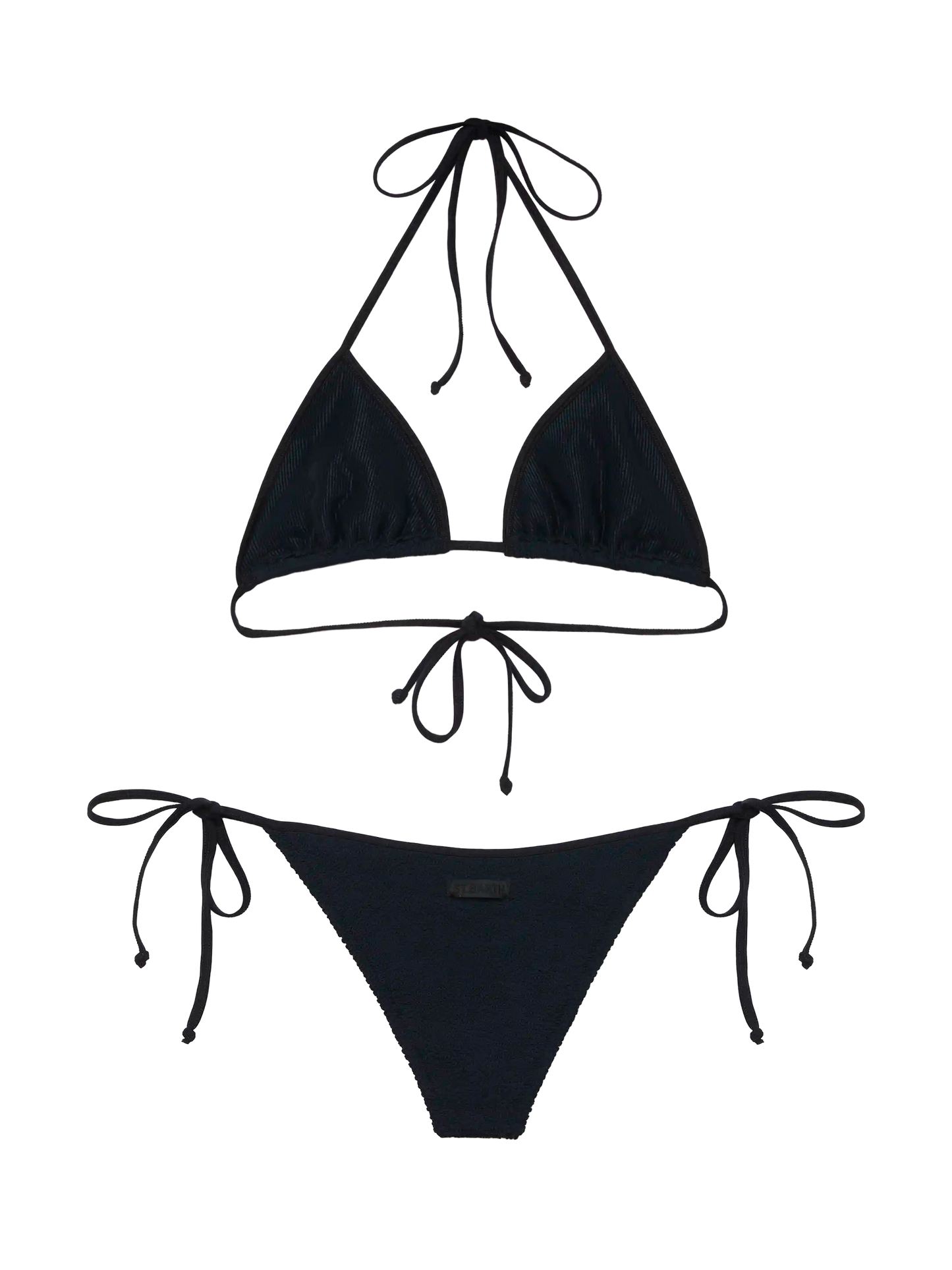 Classic triangle bikini in black crinkle Leah-Marielle